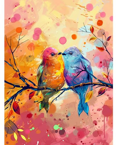 Rheskbecy 5D Diamond Painting Set, Diamant Painting Bilder Set für Kinder Erwachsene, DIY Painting Diamant Malerei Kit, Home Büro Wall Dekoration Vogel 30x40cm
