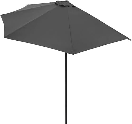 BAKAJI Ombrellone Mezzaluna a Parete da Giardino Grandezza 270 cm, Parasole a Muro da Esterno con Copertura Waterproof e 5 Ribs Stecche, Ideale per Bar, Ristorante, Patio, Balcone (Grigio)