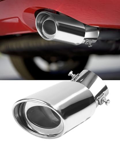 Flaconi Auspuffblende Auto,Auspuffblenden,Auspuff Endrohr,Endrohr Auspuffblende,für die Meisten Modelle mit Einem Auspuffrohrdurchmesser von1.5-2 (13.5x6cm/Silber-Gebogent)