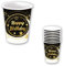 FIESTAS GUIRCA | 6 Verres Jetables Happy Birthday (240 ml) (9 cm) - Décoration de Table pour Anniversaires et Célébrations - Idéal pour Fêtes d'Anniversaire et Événements Spéciaux - Noir, Or, Blanc