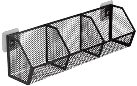 FLCPJGV Cestini Da Appendere Al Muro, Cestini Portaoggetti in Rete, Cestini per Appesi Al Muro per Le Cipolle, per Armadio, Cucina, Bagno E, Nero, 42.8x11x13.5 Cm