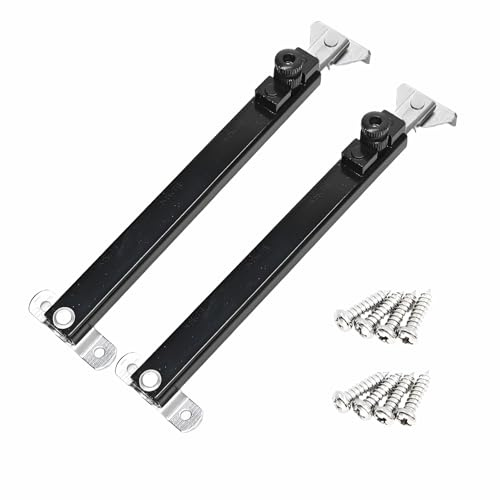 Casement Window Stays, Fireproof Adjustable Support Rod, Black Stainless Steel Hinges, Thickened Design, Enhanced Plating, 6 Fixed Slots, B-04, 1 Pair