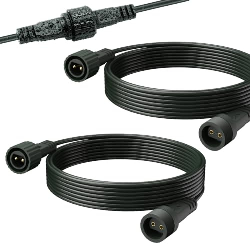 Verlängerungskabel 2Pcs 10M für Weihnachtsbeleuchtung, 2 Polig | LED Lichterketten Verlängerungskabel,IP65 Wasserdicht für Aussen Lichter,Eiszapfen Lichter,Xmas Lichterkette-Dunkelgrün