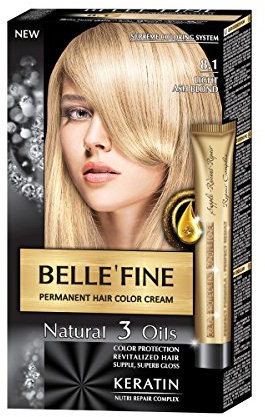 BELLE'FINE® Black Series - Luxuriöse natürliche Haarfärbecreme - langanhaltende Farbe - mit 3 Ölen & Keratin - HELLES ASCHBLOND
