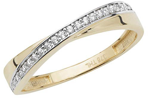 Eleganter 9 Karat (375) Gold Damen - Ring mit Zirkonia (synth.) WJS17067