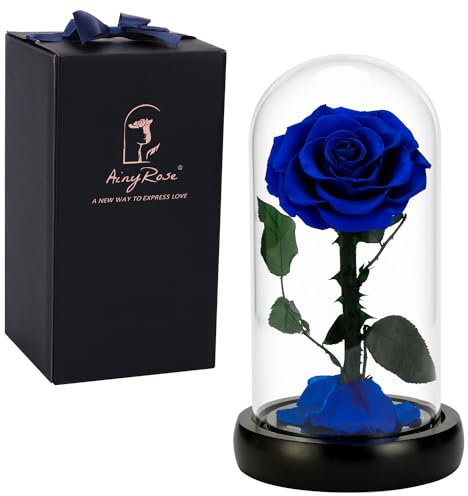 Forever Preserved Real Rose Christmas and Valentines Day Gifts for Mom, Women Gifts Blue Eternal Flower in Glass Gifts for Valentines Day Mothers Day Christmas Anniversary Birthday (blue)
