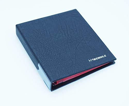 SCHULZ Münzenalbum typ.Hellas 23cm x 20,5cm Münz-Sammelalbum mit 10 Münzhüllen und roten Trennblättern für 200 Diverse Münzen, Roten Trennblättern und Index. (Scahwarz)