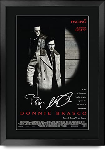 HWC Trading Donnie Brasco A3 Gerahmte Signiert Gedruckt Autogramme Bild Druck-Fotoanzeige Geschenk Für Johnny Depp Al Pacino Filmplakat Fans