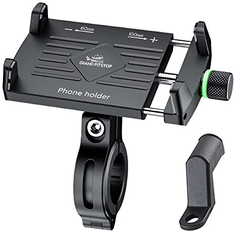 GRAND PITSTOP Bike Phone Mount Holder,Aluminum Motorcycle Phone Holder, Bicycle Handlebar Cell Phone Holder for iPhone Samsung Google Nokia Other Smartphones 4.7 to 6.8 Black