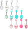 Mayhoop 12Pcs Piercing Ombelico con Sfera in Acciaio Chirurgico Perline di Gomma Glitter 14G 10mm Gioielli per Il Corpo Piercing Donna Green Mix