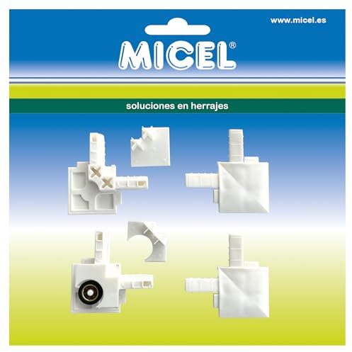 MICEL - 92186 - Kit de recambios para Mosquitera Corredera de Poliamida, Acabado Blanco, 75 x 75 x 15 mm