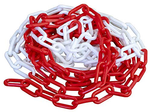 CADENA DE PLASTICO RESISTENTE 5M ROJA BLANCA