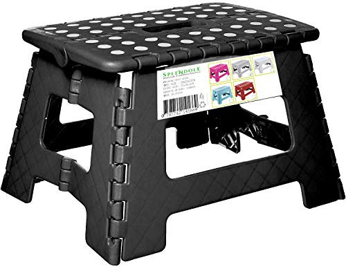 Splendole Petit marchepied Pliable Pliable 22 cm avec Dessus antidérapant en Plastique Facile à Ranger, Parfait pour marchepied de Cuisine ou Salle de Bain (Hauteur 22cm, Noir)