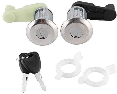 Qiilu Ensemble de Cylindre de Serrure de Porte de Voiture, 7701468981 Paire de Kit de Cylindre de Serrure de Porte avec clé adaptée pour I Scenic I Clio II Thalia