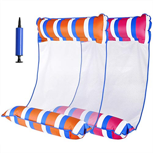 Linkidea - Juego de 2 flotadores de Piscina para Adultos, Flotador de Agua para Adultos, Hamaca Multiusos 4 en 1, Flotador para Tumbona de Piscina con Bomba infladora