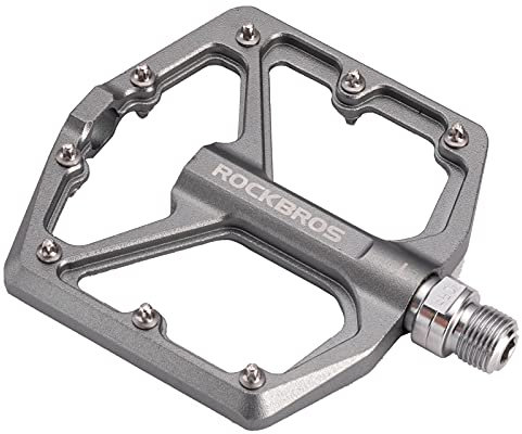 ROCKBROS Fahrradpedale, CNC-Gefräste 9/16-Zoll Flat Pedale aus Aluminium, Flachpedale mit Rutschfester Plattform & Cr-Mo-Stahlachse für MTB, Rennrad, Gravel & Trekkingbike