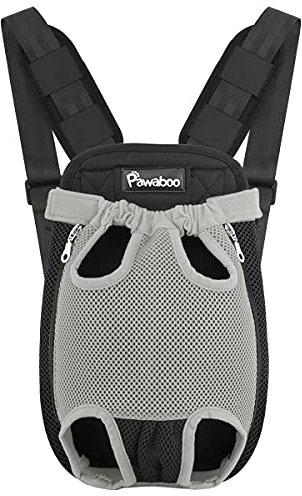 Pawaboo Haustier Rucksack Hund Tragetasche, Verstellbar Beinen heraus Rucksäcke Haustier Tragbar Reisetasche, Atmungsaktiv und Bequem Speziell für Klein Mittler Hunde Katzen Welpen, S, Grau