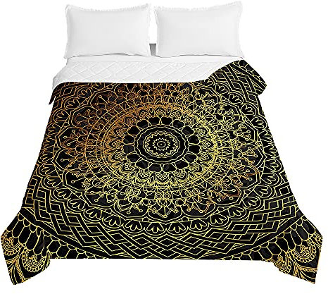 Surwin Tagesdecke Bettüberwurf Steppdecke für Doppelbett Einzelbett, Mikrofaser Wattiert Gesteppt Bettdecke Vintage-Mandala Tagesdecken mit Ultraschall Prägung (Indischer Stil,220x240cm)