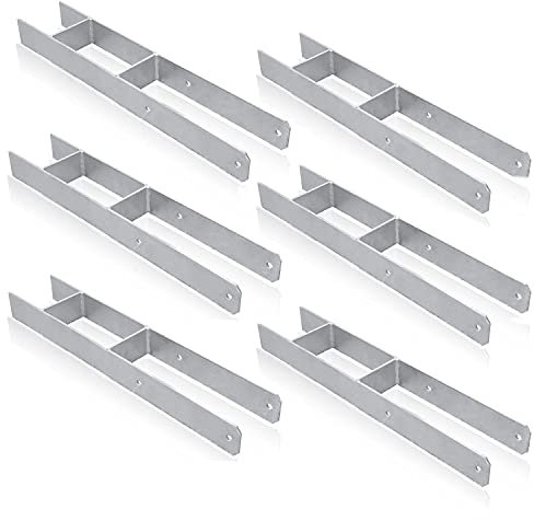 EINFEBEN Pfostenträger H-anker 91MM 6 Stück Pfosten Langlebig 91 x 600 x 60 mm Vierkantholzpfosten für Carport Zaun Pfosten