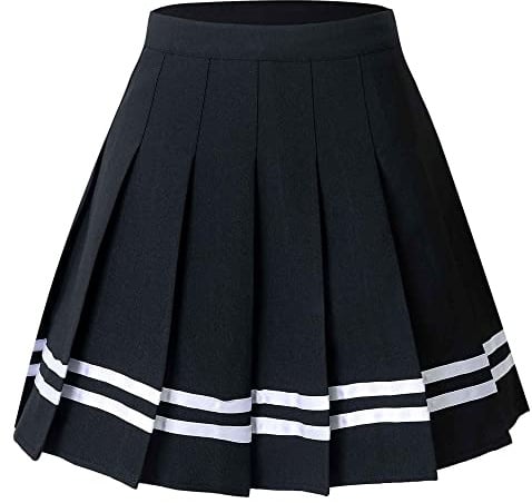 Hoerev Kvinnor Flickor Flammande Casual Mini Skola Tennis Skater Casual Dance Kjol med två sidofickor och innershorts
