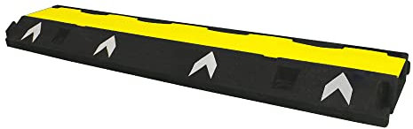 Cache-câble de Sol 1 Canal | Rampe de Protection de Sol en PVC avec réflecteur | Housse de câble d'extérieur avec Base Noire et Couvercle Jaune | Protection de câble pour allée, extérieur