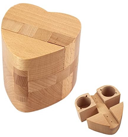 Hölzerne Zauberkiste, Puzzleboxen mit versteckten Fächern für Erwachsene, Kinder, Teenager, intelligente Rätsel, Ring, Halskette, Herz, Hülle, Überraschung, geheimes Geschenk für Freundin