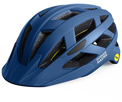 OutdoorMaster MIPS Fahrradhelm - Zwei herausnehmbare Innenfutter & Belüftung in Multi-Environment - Fahrradhelm in Mountain, Autobahn für Jugendliche & Erwachsene (Ozean Blau, 59-61CM)