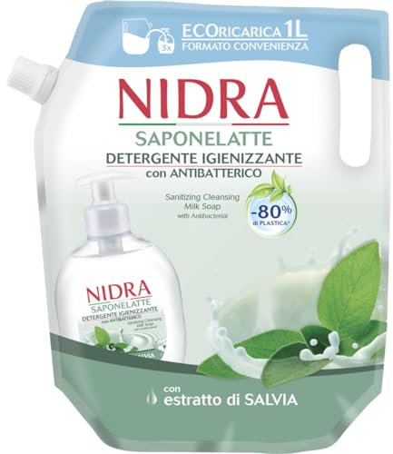 NIDRA 160222 Sapone Liquido Ecoricarica C/Antibatterico, Lt 1