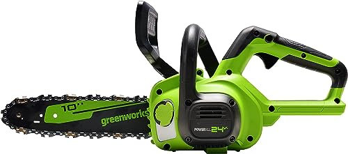 Greenworks 24V 10 Cordless Compact Chainsaw (Great for Storm Clean-Up, Pruning, and Firewood / 125+ Compatible Tools), Tool Only