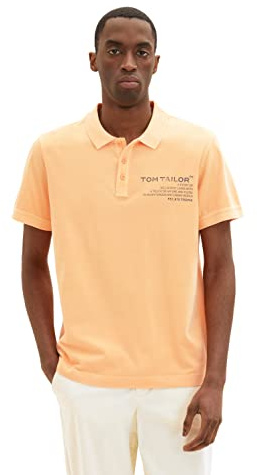 TOM TAILOR Herren Poloshirt im Washed-Look 1035641, 22225 - washed out orange, XXXL