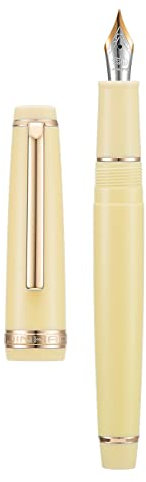 Jinhao 82 Yellow Acrylic Fountain Pen, Iridium Medium Nib Classic Design Smooth Writing Pen with Ink Converter (Gold Trim)