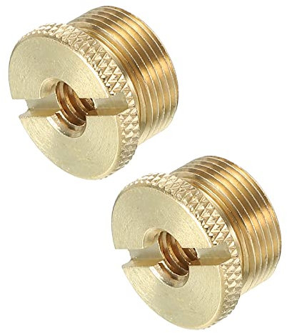 PATIKIL 2Pack Mikrofonstativ Adapter 1/4 Buchse an 5/8 Stecker Messing Mik Schraube Adapter für Mikrofon Stativständer Gold