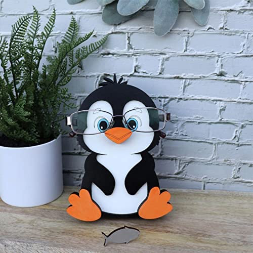 HBSGS Brillenhalter aus Holz, kreativer niedlicher Tier-Brillenhalter, handgefertigt, kreatives Sonnenbrillen-Display für Desktop-Accessoire, Heimbüro-Dekor, Geburtstag(Hund) (Pinguin)