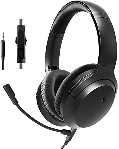 Avantalk Aria Line M - Wired Over-Ear Headphones with in-Line Boom Mic for Crystal Clear Calls, Built-in Mute Switch and Volume Control, Works with 3.5mm AUX Cell Phones, PC, Laptops, and Tablets
