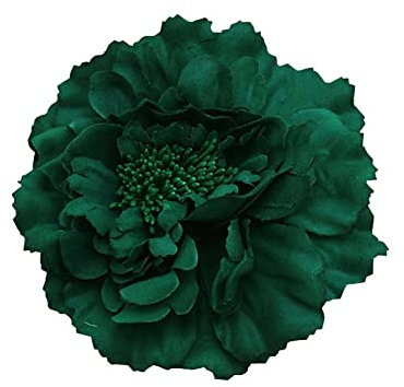 Koolgil Horquilla para el pelo con flores de peonía bohemia para mujer, broche de flor para viajes, fiestas, festivales (verde oscuro)