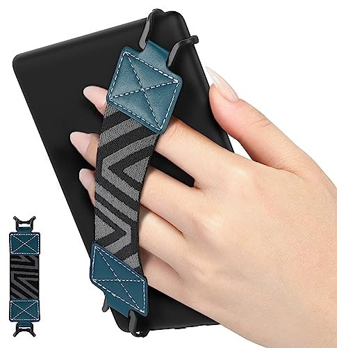MoKo Correa de Mano de Seguridad para 6-8 Kindle eReaders Fire Tableta - Kindle/Kobo/Voyaga/Lenovo/Sony Kindle E-Book Tablet, Soporte de Agarre de Dedo Elástico Multifuncional Tableta, Azul