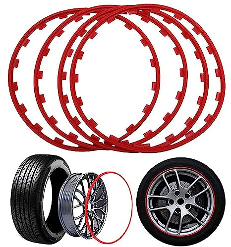 UIHECTA Autofelgenschutz, 16/17/18/19/20 Zoll Felgenschutz FüR RäDer, Radkantenschutzring, Kratzfester Leichtmetallfelgenschutz, 4er-Set,Rot,17in