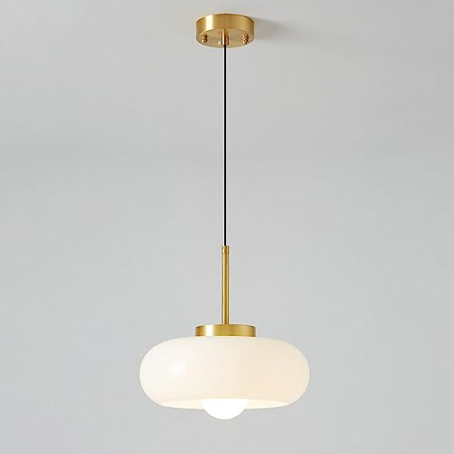 MODEBHD Moderne Klassische Hängelampe, kuppelförmige Glas-Hängeleuchte, weißer Lampenschirm, Deckenleuchten, Seil, Verstellbarer Kronleuchter, E27-Sockel, Hängeleuchte, Flur, Nachttisch, Kücheninsel