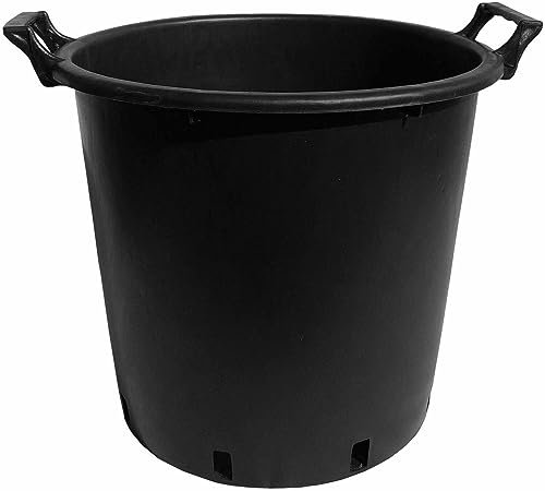 Garden Accessories 5 x 30 Litre Plastic Plant Pots Container with Handles (Colour: Black)