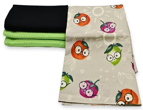 Virginia Tex baumwollstoff-Set 3 Stück 60 x 150 cm Tex Standard 100 in verschiedenen farben waffelpique-stoff und 2 x baumwollstoff meterware 100% baumwolle stoffe zum (Colored Fruits)