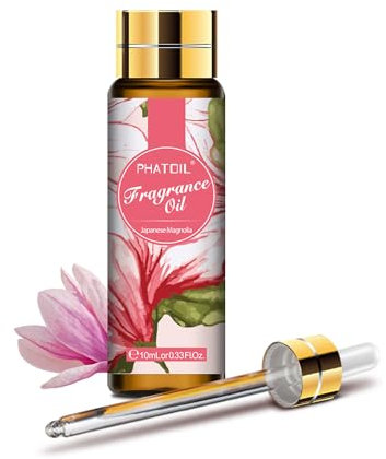 PHATOIL Huile Essentielle Magnolia Japonais 10 ml, Huile Essentielle pour Diffuseur, Huile Parfumée de Magnolia pour Aromathérapie, Humidificateur, Bougies