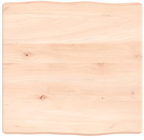 prissent Tischplatte 40 x 40 x 6 cm aus unbehandelter Eiche, lebendige Kanten, Tischplatte aus Holz, quadratische Tischplatte, unbehandeltes Holz, Tischplatte aus Holz