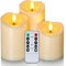 Homemory Outdoor Wasserdicht Flammenlose Kerzen, LED-Kerzen, Batteriebetriebene Kerzen mit Fernbedienung Timer, Elektrische gefälschte Kunststoff-Kerzen, Dunkel Elfenbein, 3er-Set