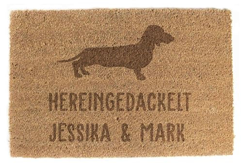 LAUBLUST Fußmatte Personalisiert - Motiv Hund - 60x40cm, Kokos | Geschenk Hundeliebhaber | Umzugs- & Einzugsgeschenk