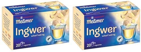 Meßmer Ingwer | 20 Teebeutel | Vegan | Glutenfrei | Laktosefrei (Packung mit 2)