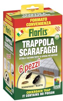 Flortis, Trappola Scarafaggi, con Attrattivo Alimentare Profumato, Non Contiene Sostanze Tossiche, Formato da 6 PZ
