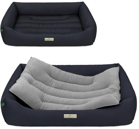 HOUND & NATURE | Öko Hundebett Luzern | Weich/Soft | Gr. XXL für Sehr Große Hunde - Kuscheliges, Flauschiges Hundebett Waschbar mit Wende - Liegekissen (XXL - 125x95 cm, Dunkelblau)