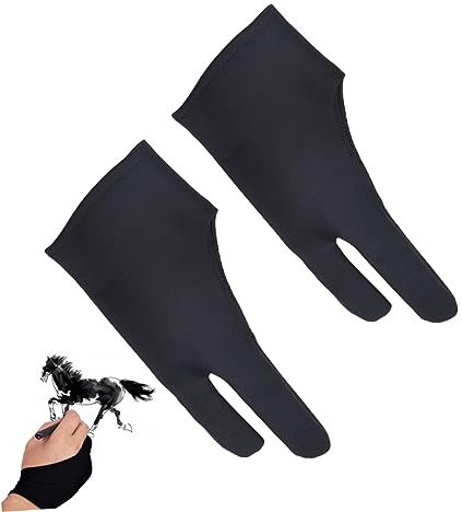 NUOBESTY Zwei Finger Zeichenhandschuhe Größe s Aus Atmungsaktivem Nylon Schützender Künstlerhandschuh Für Grafiktablett Und Tablet Dünn Elastisch Für Rechte Und Linke Hand Skizzieren Und Zeichnen