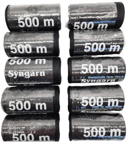Nähgarn 10x 500m Spulen - hochwertiger Nähfaden - sowohl als Nähmaschinenfaden als auch zum Nähen mit der Hand bestens geeignet (10x schwarz)