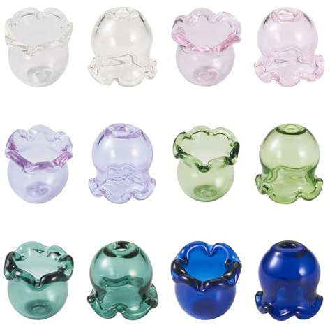 Bestewelry Lot de 12 capuchons coniques en verre pour fabrication de bijoux à plusieurs pétales floraux, carillons éoliens, boucles d'oreilles, bijoux